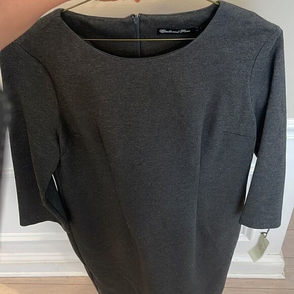 ESTELLE AND FINN CHARCOAL SHEATH DRESS.  3/4 SLEEVE.  ELEGANCE PERSONIFI… - Picture 3 of 14